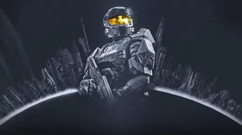 Official Halo artwork presenting iconic weapons for the Anniversary Angle feature