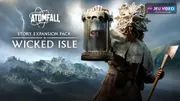 Visuel officiel d’Atomfall Wicked Isle montrant le druide masqué, sa lanterne et Midsummer Isle