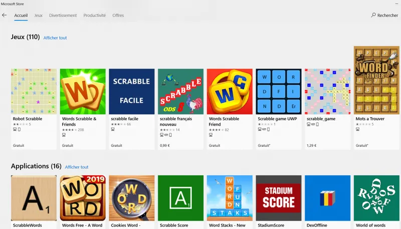 Scrabble GO sur PC - d'autres jeux de scrabble sur windows