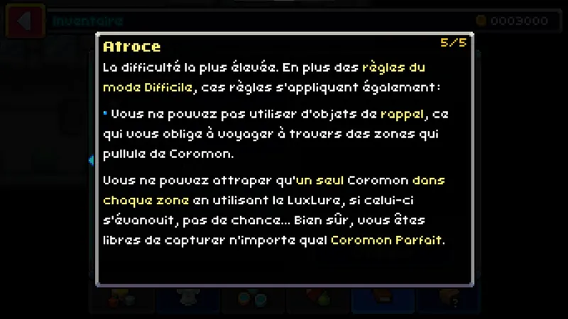 le mode atroce dans le jeu Coromon