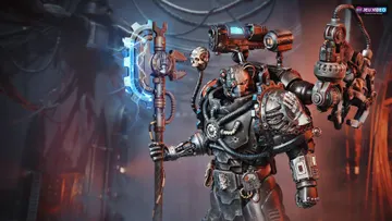 Official Space Marine 2 Siege combat image showing a three-player squad defending a Kadaku fortress against Tyranids.