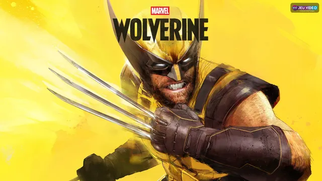 Logan en armure de combat devant le logo Marvel's Wolverine sur l'art officiel PS5