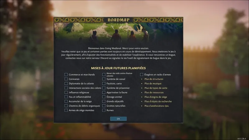 Prochaines mise à jour de Going Medieval