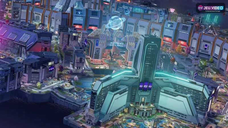 Vista oficial del mapa E-District de Apex Legends para comprobar la visibilidad de los objetivos lejanos