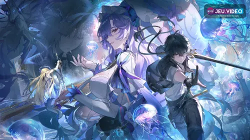 Illustration officielle de Wuthering Waves montrant plusieurs Résonateurs réunis, adaptée à une composition d’équipe.