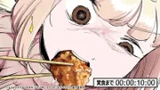 Dokagui Daisuki anime : Mochizuki-san face à un repas démesuré