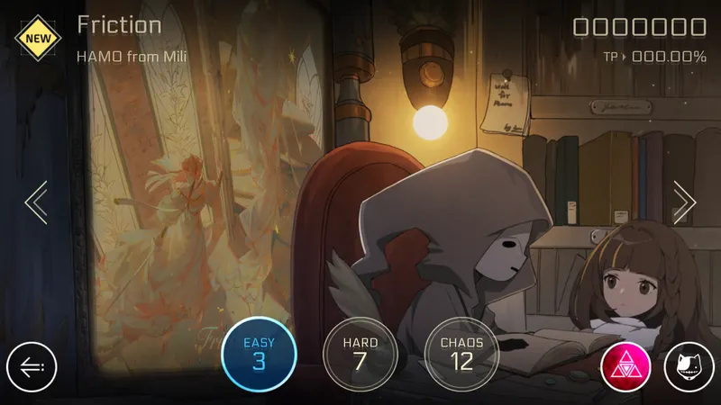 Cytus II avec une partition en cours et des notes à toucher au rythme