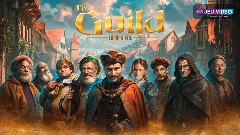 The Guild Europa 1410 montre son casting médiéval et son logo officiel