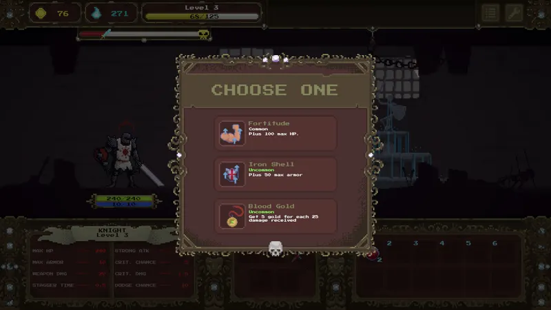 Loot Dungeon : visuel officiel de gameplay illustrant les informations joueur de la section 1