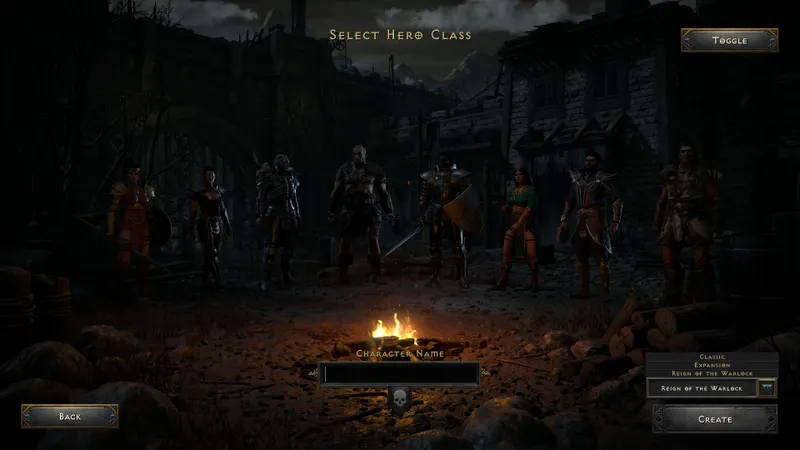 Sélecteur Game Version de Diablo 2 avec Classic Expansion et Reign of the Warlock