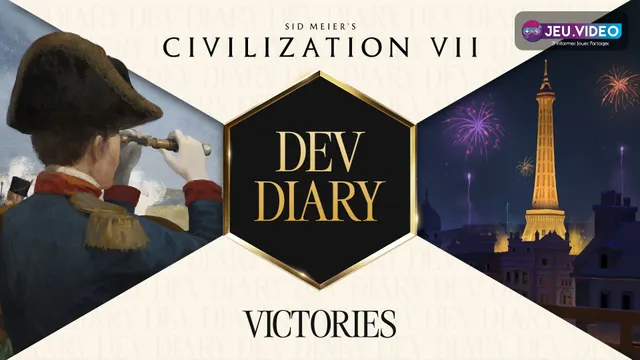 Visuel officiel Civilization VII consacré aux victoires Science, Culture, Militaire et Économie