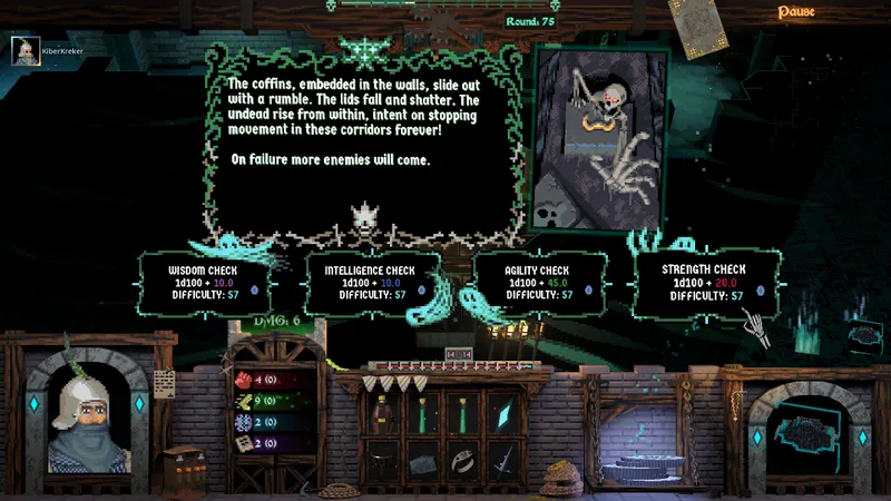 The Dungeon Of Horror montre une interface de progression en jeu