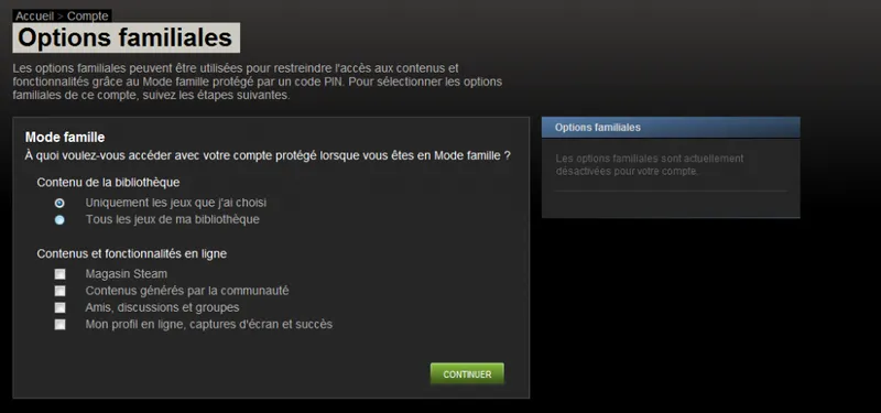 Steam Family Options