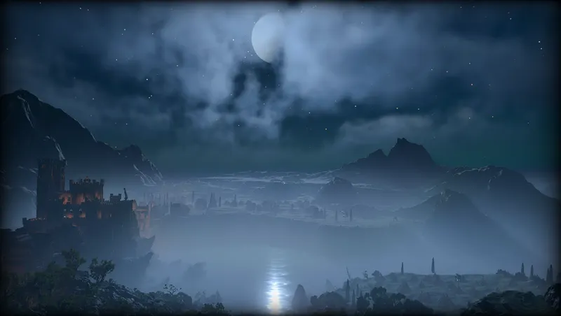 Paysage nocturne de Baldur’s Gate 3 rappelant de préparer repos, sorts et ressources avant une longue exploration