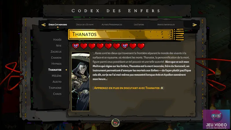 Quickie Hades comment débloquer les compagnons - Thanatos