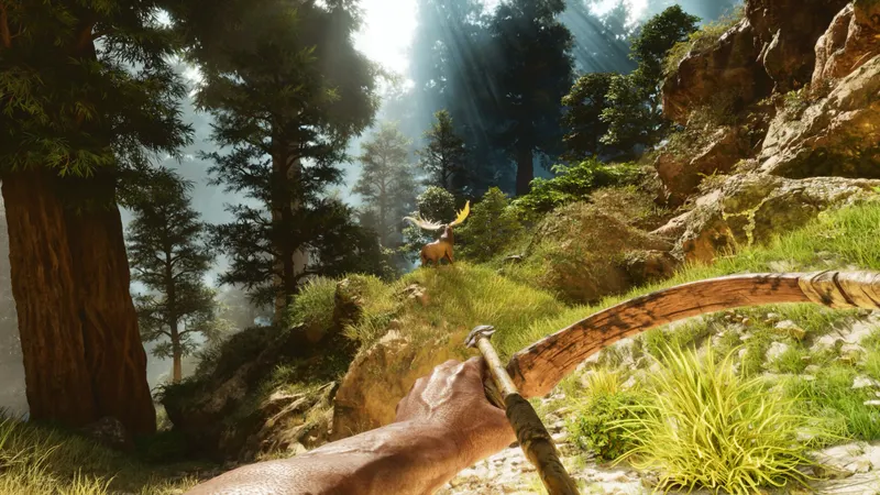 Créature et environnement de survie dans ARK : Survival Ascended, illustration de la progression d’une tribu sur un serveur commun