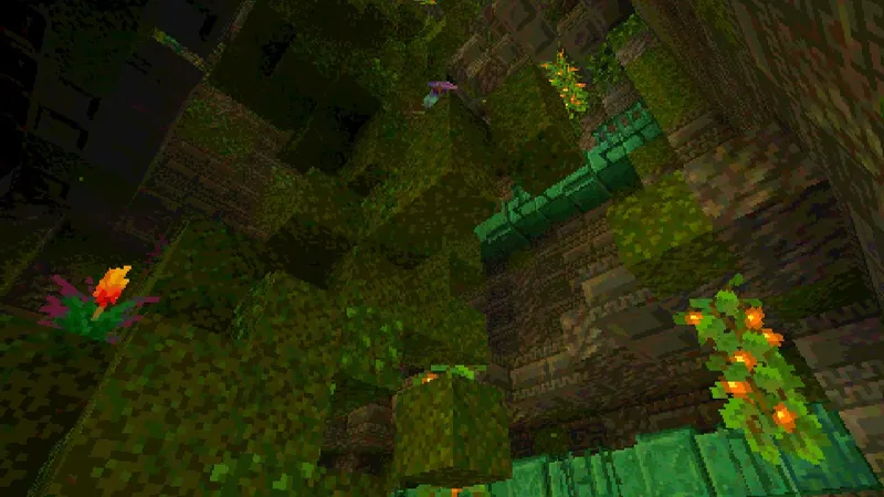 Minecraft Java Realms: Mossholder, villaggio su una collina sotto un albero gigantesco