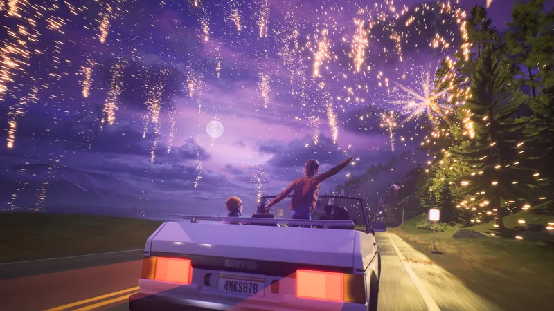 Voiture dans Mixtape sous des feux d’artifice pour choisir une plateforme et des réglages stables avant les scènes très visuelles