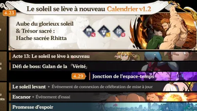 7DS Origin update avec Escanor, l'acte 13 et le calendrier v1.2