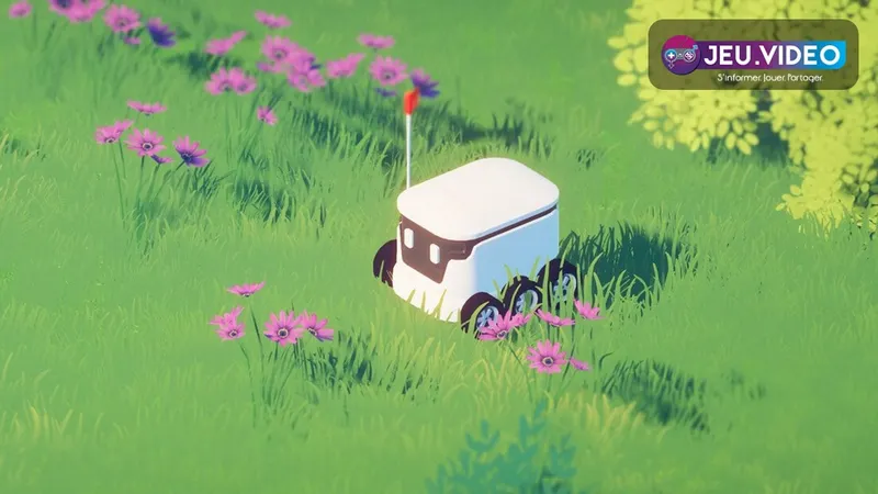 Tiny Delivery trailer avec petit robot livreur dans une ville colorée sur PC
