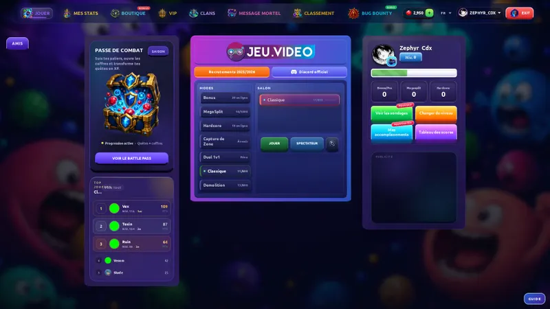 Mode Classique sélectionné dans le lobby PC d'AGARIO sur JEU.VIDEO
