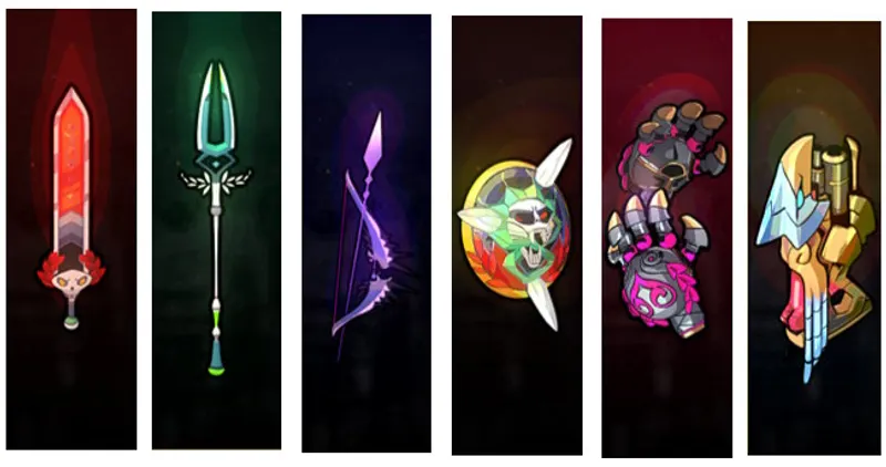 Image représentant toutes les armes disponibles dans Hades