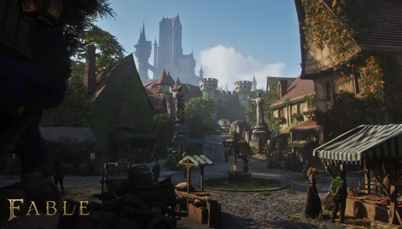 Fable montrant les rues de Bowerstone sur Xbox, PC et PS5