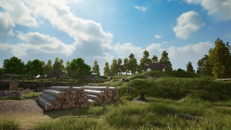 Zone boisée et ouverte d Erangel dans PUBG où anticiper les lignes de tir avant de créer un couvert destructible