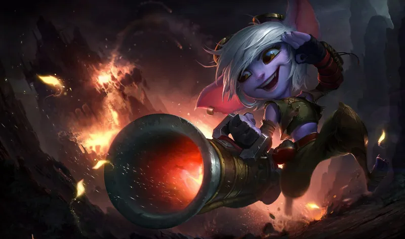 Splash art officiel de Tristana, choix flexible mid ou bot après les ajustements du patch 26.12