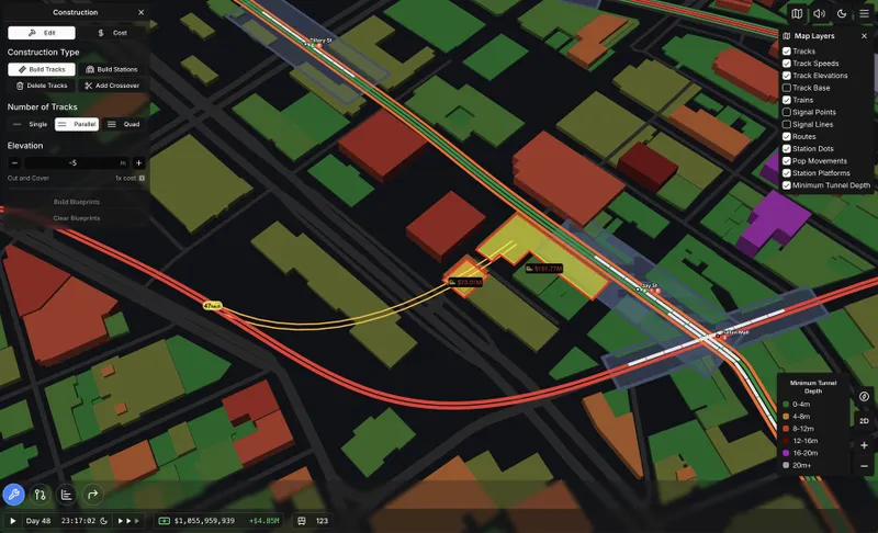 Official Subway Builder screenshot illustrating subway lines and stations