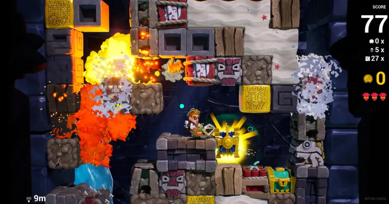 Capture de Pit Panic dans Buried Grounds avec pièges, explosions et blocs destructibles