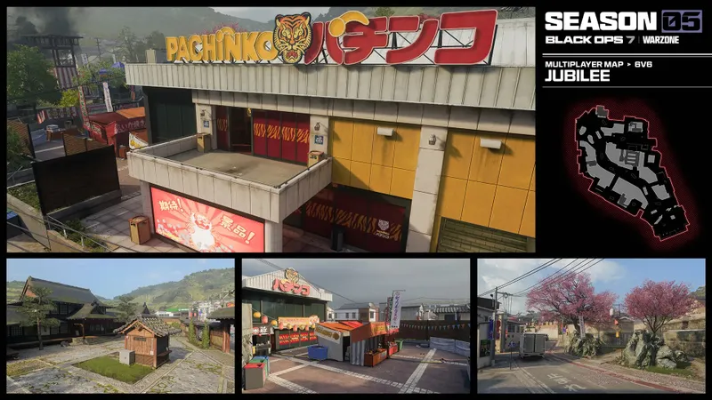Black Ops 7 Saison 5 montrant la carte multijoueur Jubilee au Japon