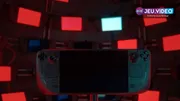 Steam Deck branché sur le dock officiel avec sortie TV et câbles pour illustrer un guide de réglages dock 1080p