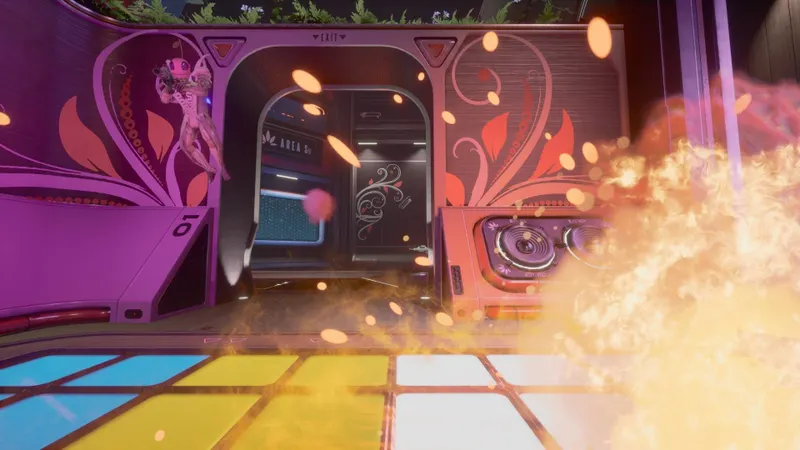 Action multijoueur de Splitgate original dans une arène science fiction avec portails colorés