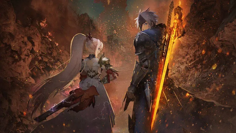 Artwork officiel de Tales of Arise montrant son style fantasy lumineux