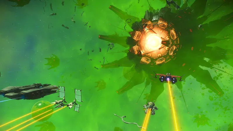 Explorateur de No Man’s Sky dans un environnement planétaire, illustrant le tri des ressources avant une dépense