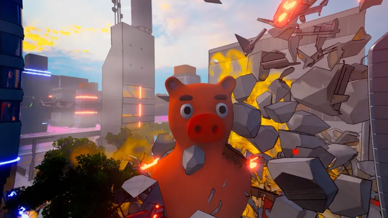 Chickzilla: official screenshot of a destruction scene