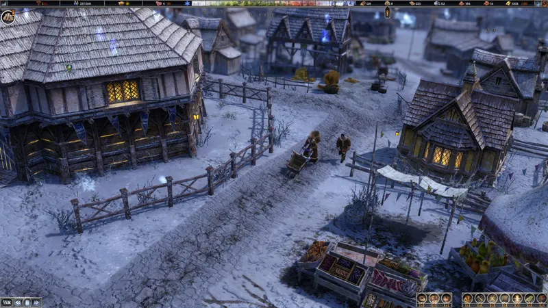 Farthest Frontier village enneigé