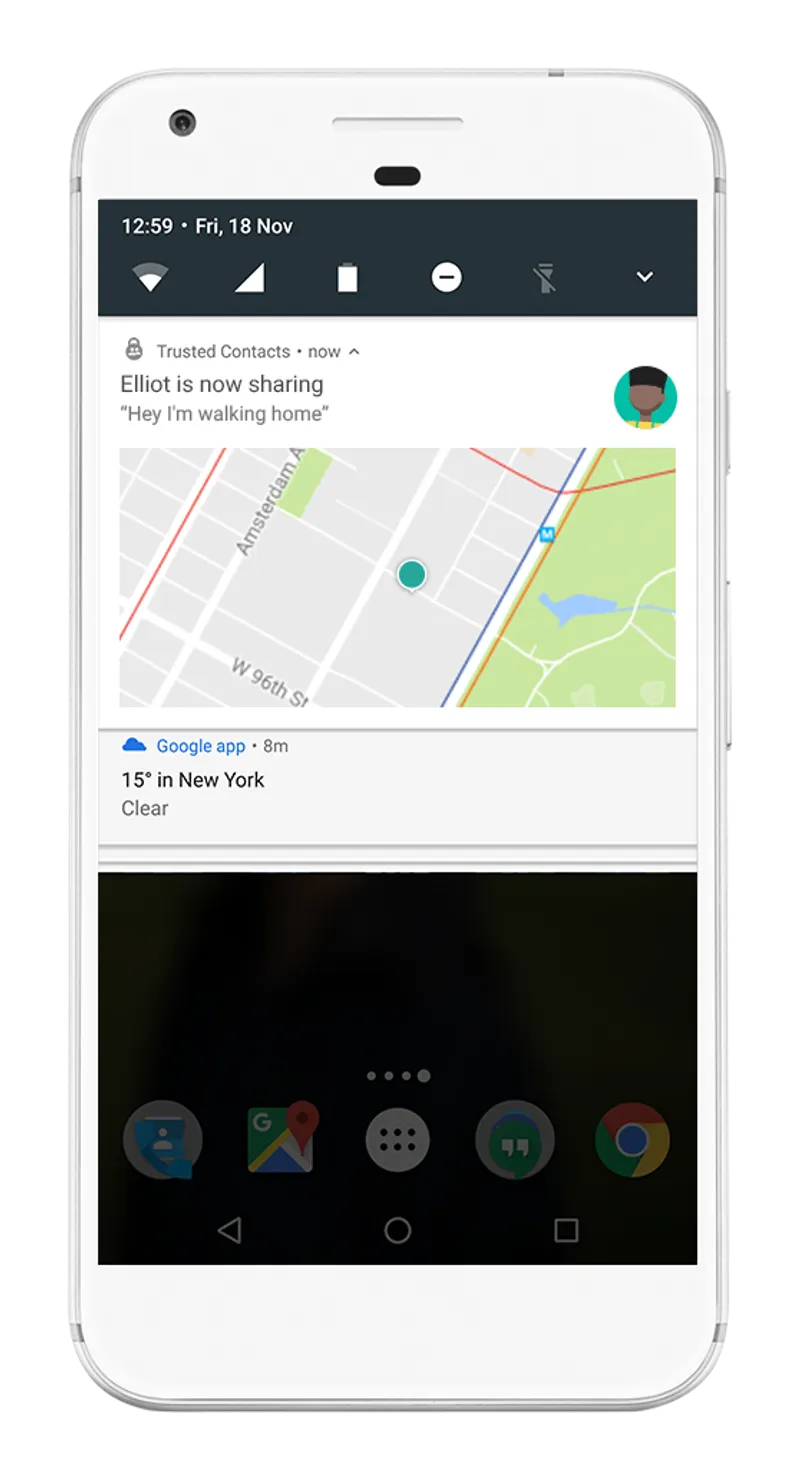Un ecran de Google Contacts de Confiance