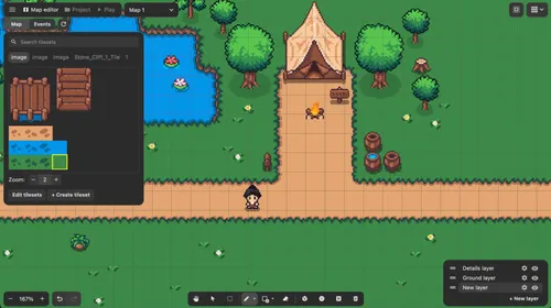 PS Maker : capture officielle de l’éditeur 2D et de son univers narratif