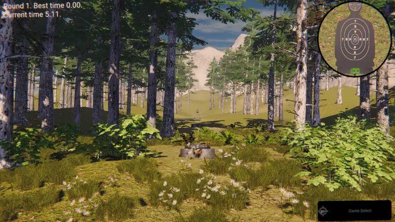 Captura oficial de Interactive Gun Range con varios objetivos virtuales mostrados simultáneamente.