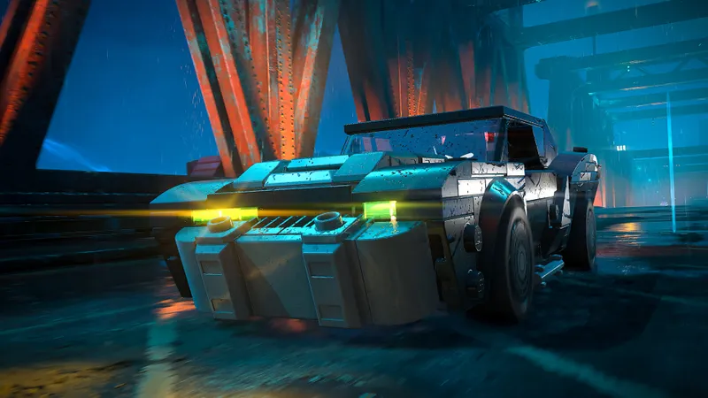 Batmobile LEGO dans une rue de Gotham dans LEGO Batman Legacy of the Dark Knight