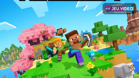 Paysage officiel de Minecraft Bedrock montrant un joueur dans un monde compatible avec le jeu entre PC et PS4