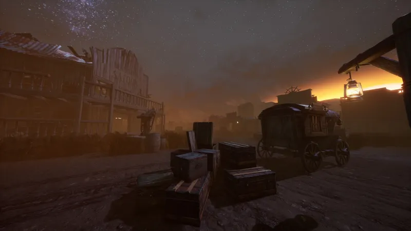 Carte Dead Dawg Saloon dans Dead by Daylight montrant une zone ouverte à traverser avec prudence en fin de partie