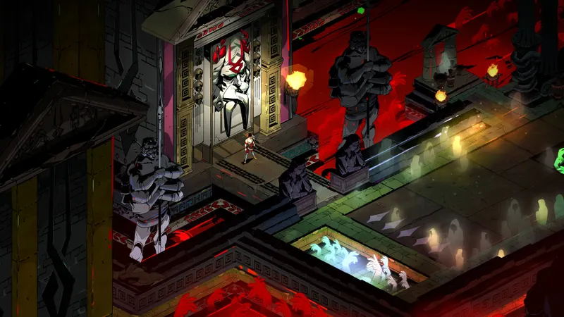 Official Hades screenshot of Zagreus facing an Underworld enemy