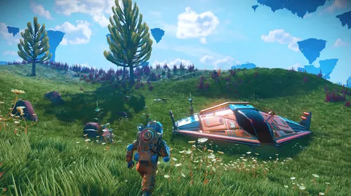 No Man’s Sky COSMOS montrant un vaisseau dans un champ d’astéroïdes