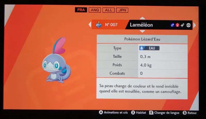 Pokémon Épée & Bouclier Shiny Larméléon pokédex