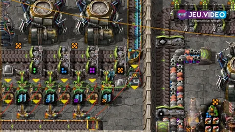 Ligne Factorio Space Age avec modules qualité isolée du reste de la base