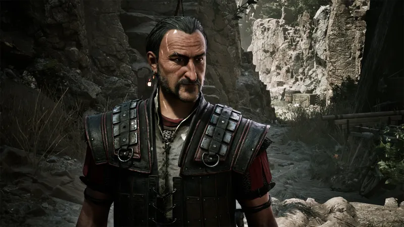 Personnage en armure dans un canyon rocheux de Gothic 1 Remake