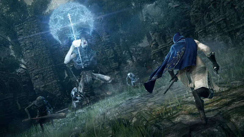 Combat sombre d Elden Ring servant a verifier la lisibilite des effets avec un profil portable